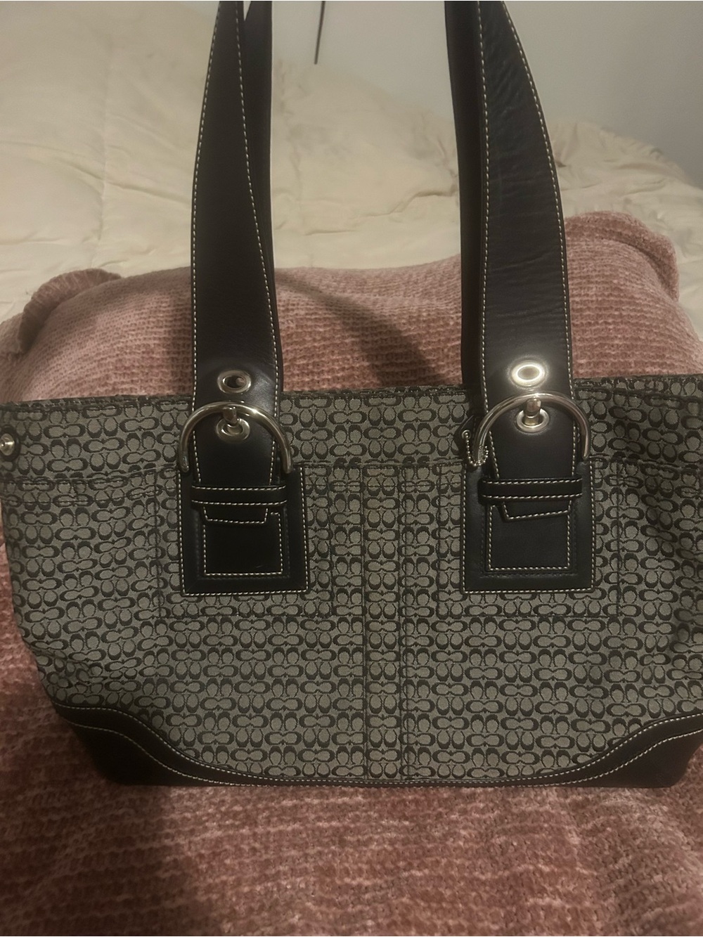 Coach Y2K soho Tote Bag with black Trim Micro CC